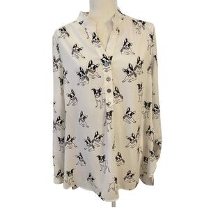John Mark Womens Top Dog Boston Terrier Tunic Blouse